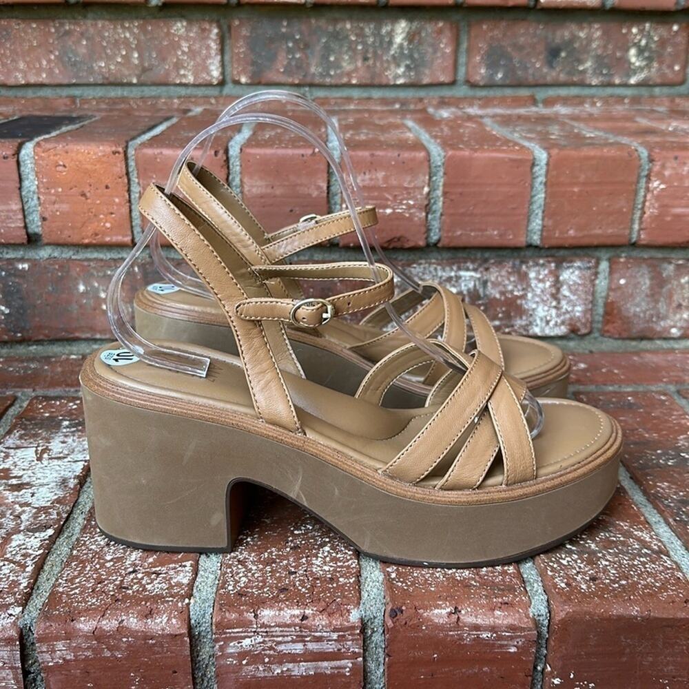 Naturalizer Court Ankle Strap Platform Sandal Toffee Size 10 Retro Boho Comfort